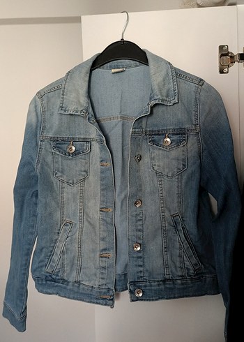 Düğmeli Mavi Kadın Denim Ceket