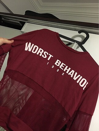 m Beden bordo Renk Transparan detay sweatshirt