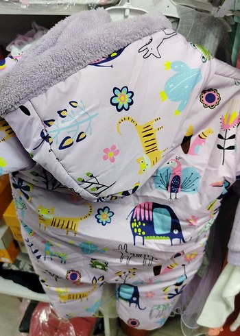 Renkli Baskılı Fermuarlı Bebek Kız Tulumu - Görsel 5