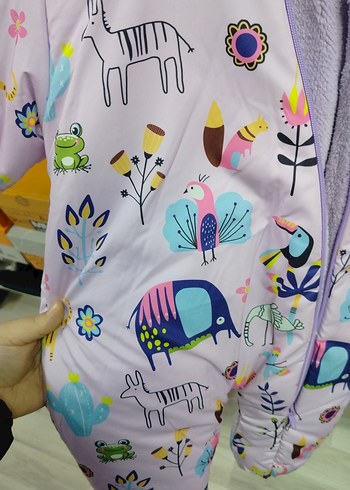 Renkli Baskılı Fermuarlı Bebek Kız Tulumu - Görsel 2