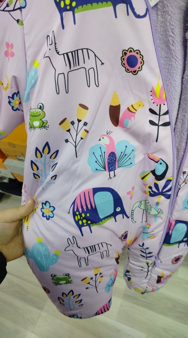 Renkli Baskılı Fermuarlı Bebek Kız Tulumu - Görsel 2