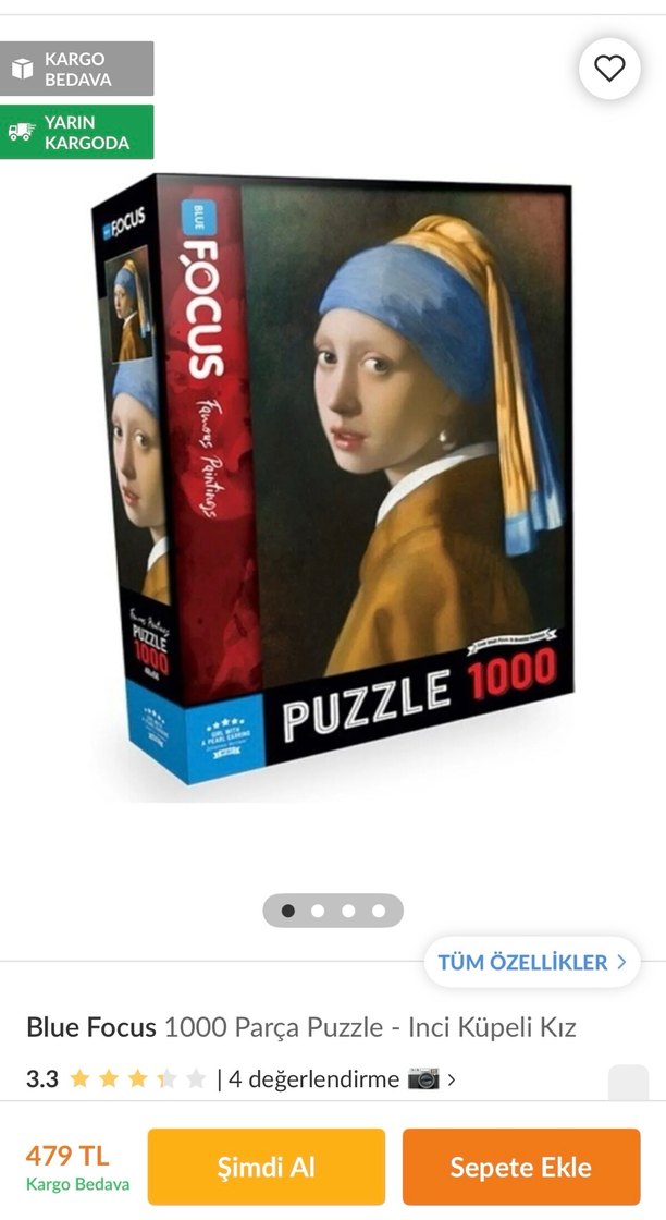 MFOCUS 1000 Parça Kız ve İnci Küpeli Puzzle - Görsel 4