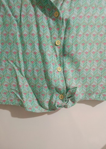 Yeşil Düğmeli Bohem çocuk Gömlek - Görsel 4