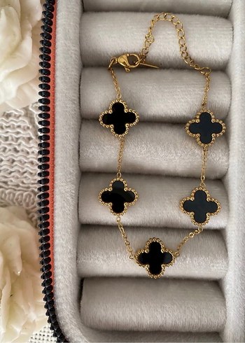 Siyah Gold Van Cleef Çelik Bileklik  - Görsel 2