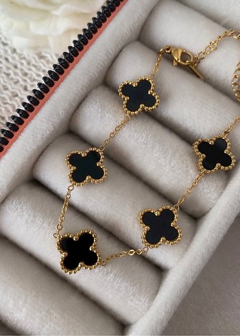 Siyah Gold Van Cleef Çelik Bileklik  - Görsel 3