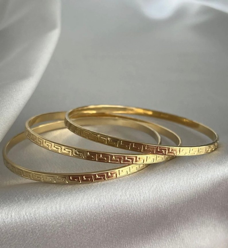 Desenli Kalın Gold Ajda Bilezik  - Görsel 2