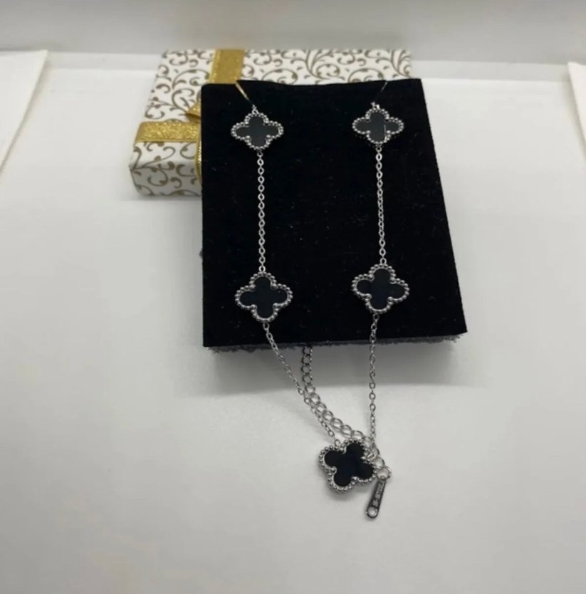 Çelik Siyah Gümüş  Van Cleef Kolye  - Görsel 3