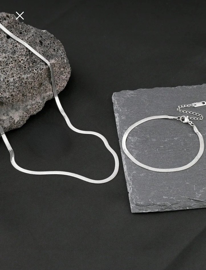 Çelik İtalyan Zincir Uniseks Takı Seti - Görsel 2