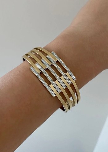 Çelik Taşlı Kaburga Kelepçe Bileklik - Görsel 2