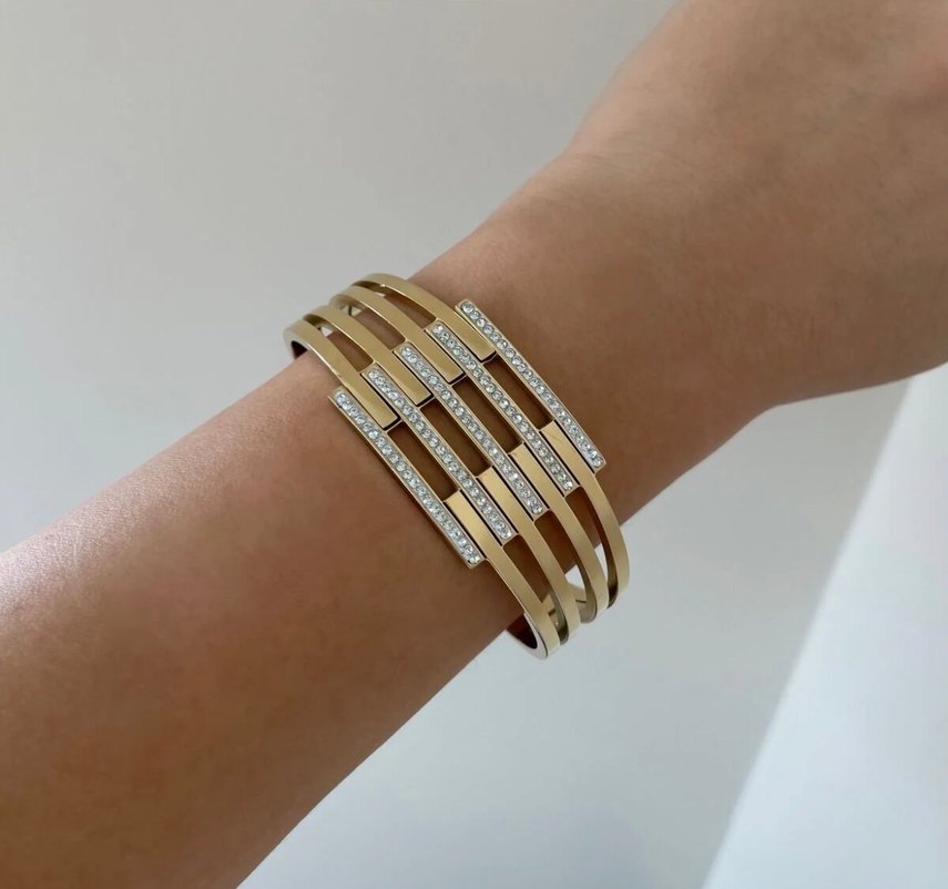 Çelik Taşlı Kaburga Kelepçe Bileklik  - Görsel 2