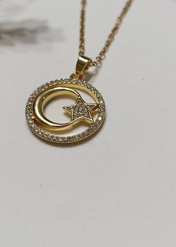 Gold Ay-Yıldız Çelik Kolye  - Görsel 3
