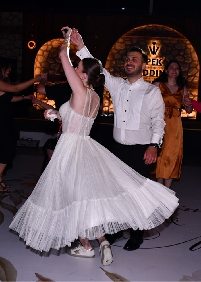 MİDİ BEYAZ GELİNLİK ELBİSE - Görsel 4