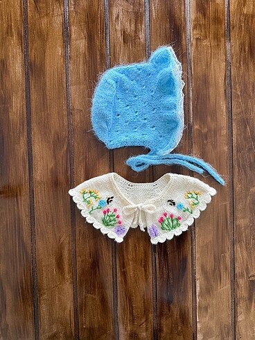 Zara Bebek bonet ve işlemeli yakalık
