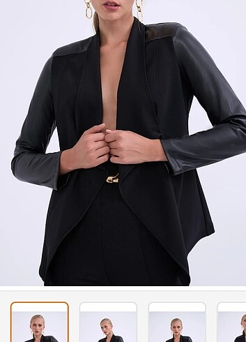 Sateen marka deri detaylı ceket - Görsel 2