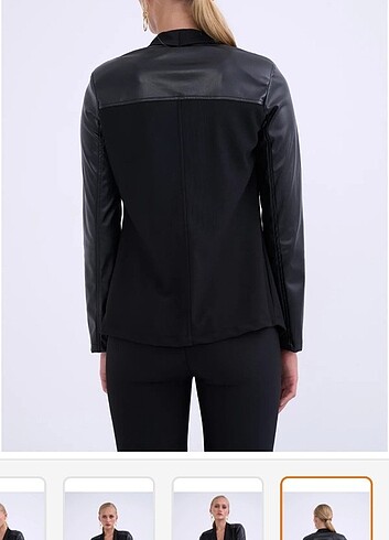 Sateen marka deri detaylı ceket - Görsel 3
