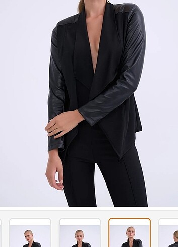 Sateen marka deri detaylı ceket - Görsel 4