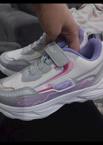 Kız Çocuk Mor Gri Cırt Cırtlı Spor Ayakkabı - Görsel 3