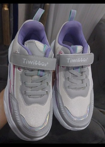 Kız Çocuk Mor Gri Cırt Cırtlı Spor Ayakkabı - Görsel 2