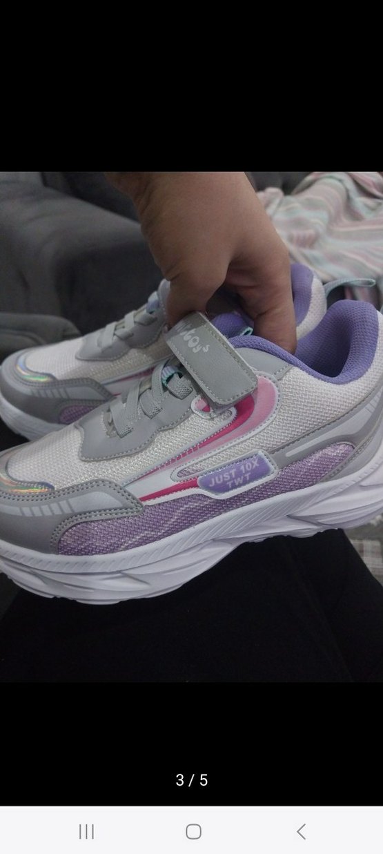 Kız Çocuk Mor Gri Cırt Cırtlı Spor Ayakkabı - Görsel 3