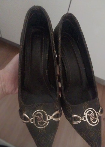 Kahverengi Yılan Desenli Tokalı Stiletto - Görsel 4