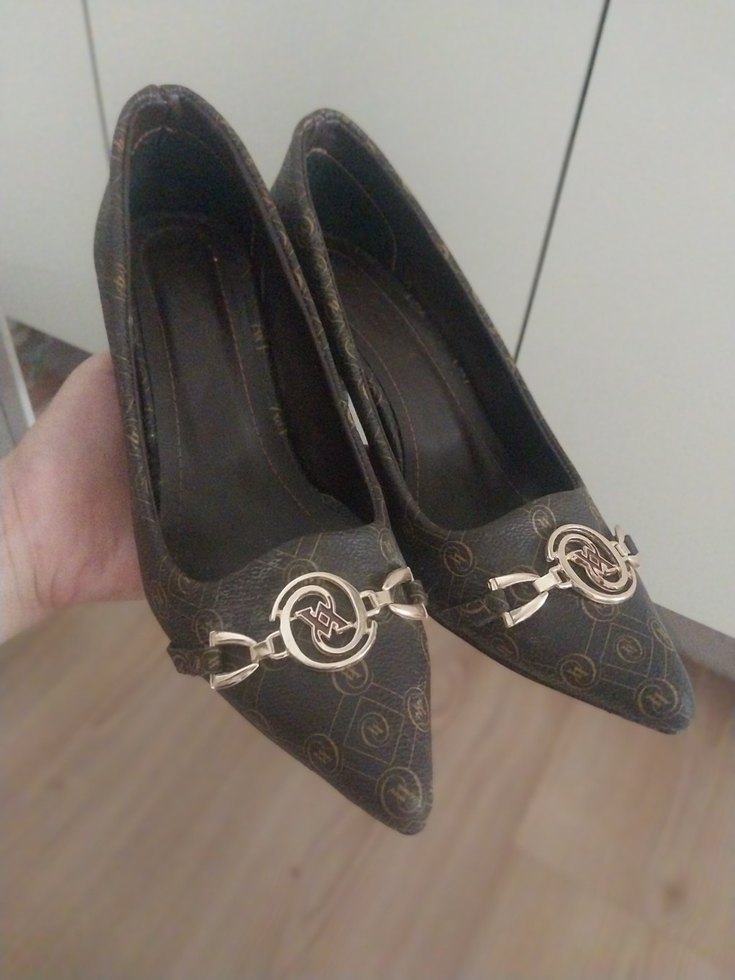 Kahverengi Yılan Desenli Tokalı Stiletto - Görsel 2