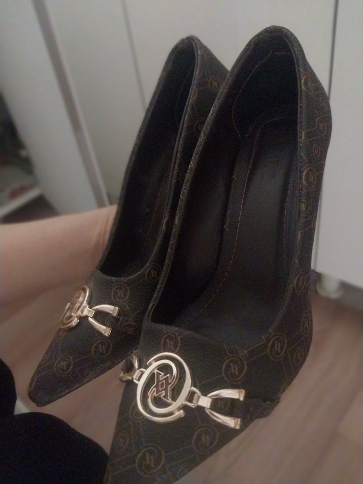 Kahverengi Yılan Desenli Tokalı Stiletto - Görsel 5