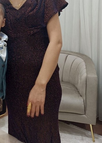 Kahverengi Piliseli Uzun Abiye Elbise - Görsel 5