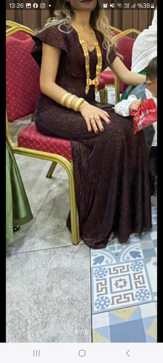 Kahverengi Piliseli Uzun Abiye Elbise - Görsel 2