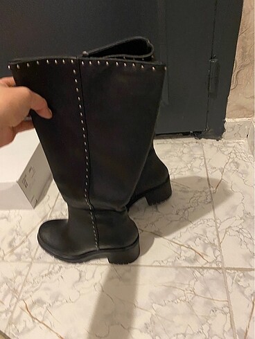 39 Beden siyah Renk Yeni uzun çizme taşlı