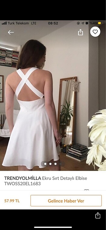 beyaz sırt detaylı elbise