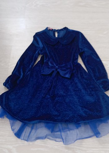 Kız Çocuk Lacivert Uzun Kollu Fırfırlı Elbise - Görsel 2