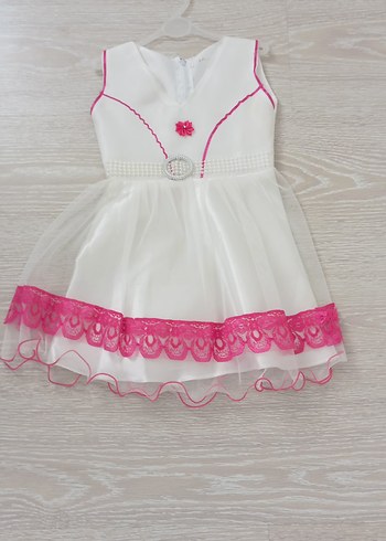 Klasik Dantelli Pembe Kız Elbisesi
