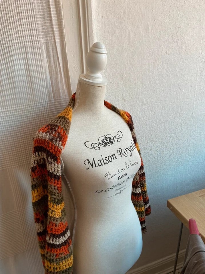 Bohem Çok Renkli Örgü Bolero - Görsel 3