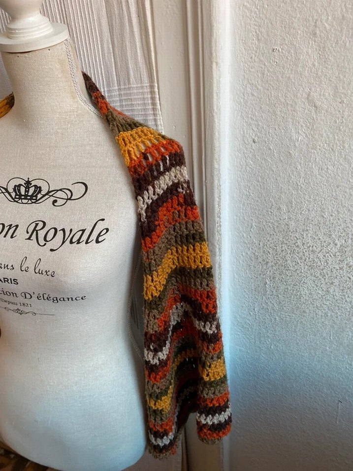 Bohem Çok Renkli Örgü Bolero - Görsel 5