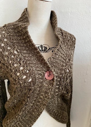 Zagora Bohem Tarzı Kahverengi Örgü Hırka - Görsel 2