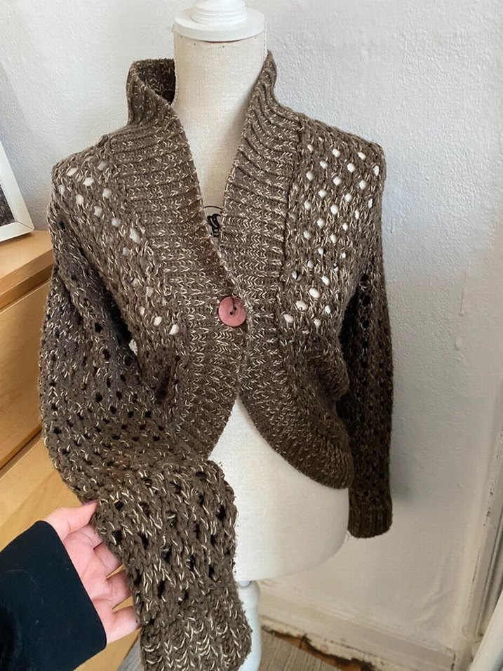 Zagora Bohem Tarzı Kahverengi Örgü Hırka - Görsel 5