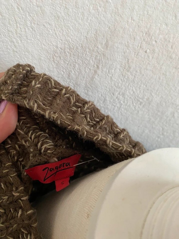 Zagora Bohem Tarzı Kahverengi Örgü Hırka - Görsel 4