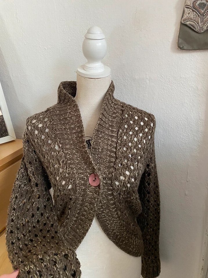 Zagora Bohem Tarzı Kahverengi Örgü Hırka - Görsel 3