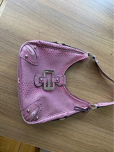Guess Orijinal vintage GUESS pembe deri kol çantası