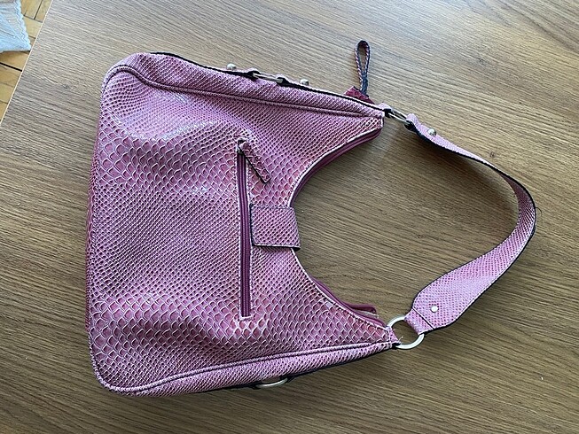 Beden Orijinal vintage GUESS pembe deri kol çantası