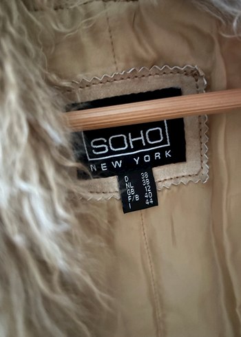 Bej Süet Kürklü Midi Kadın Kaban Afgan mont - Görsel 2