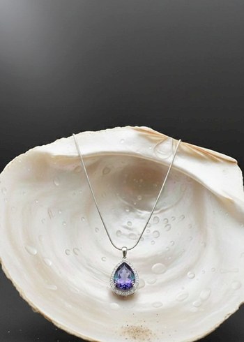 Mor Zincir Detaylı Gotik Uzun Kolye - Görsel 4