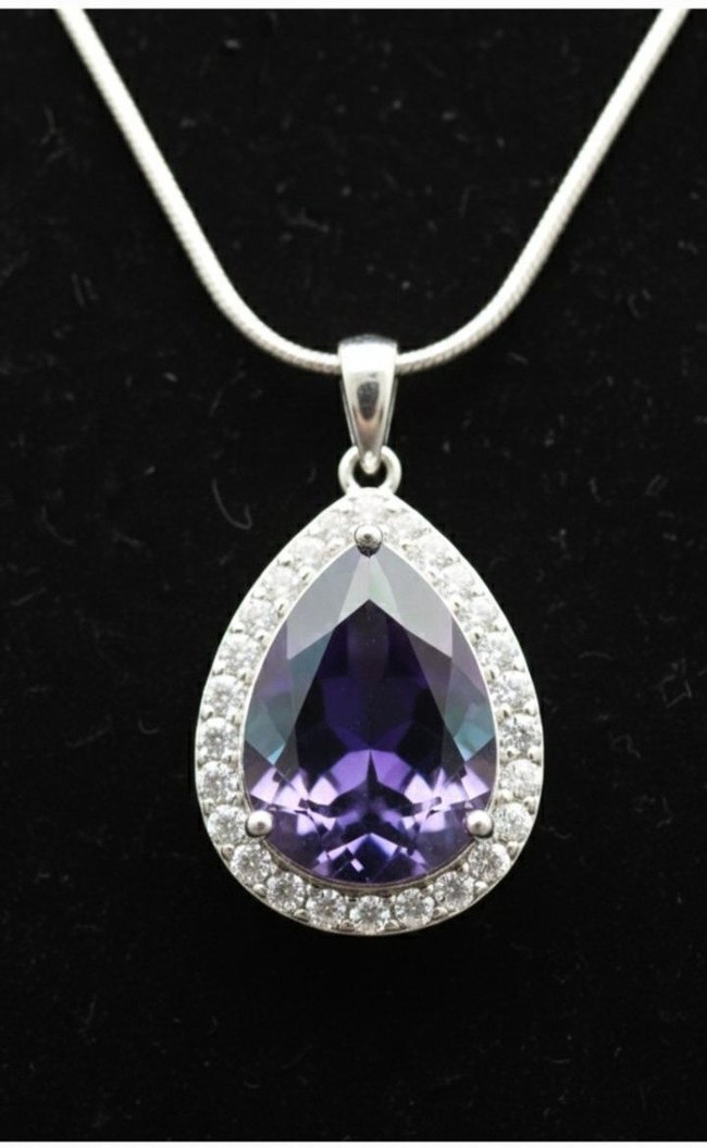 Mor Zincir Detaylı Gotik Uzun Kolye - Görsel 2