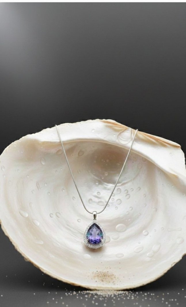 Mor Zincir Detaylı Gotik Uzun Kolye - Görsel 4