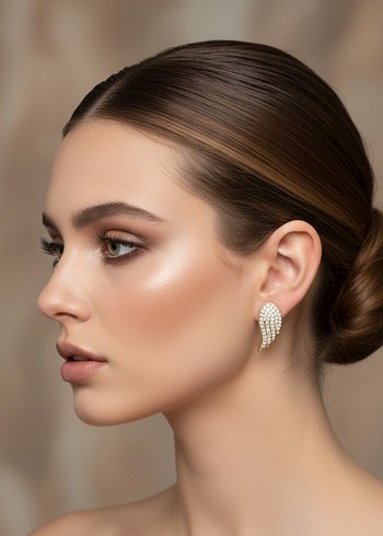 Altın Renkli Mini Payetli Küpe - Görsel 4