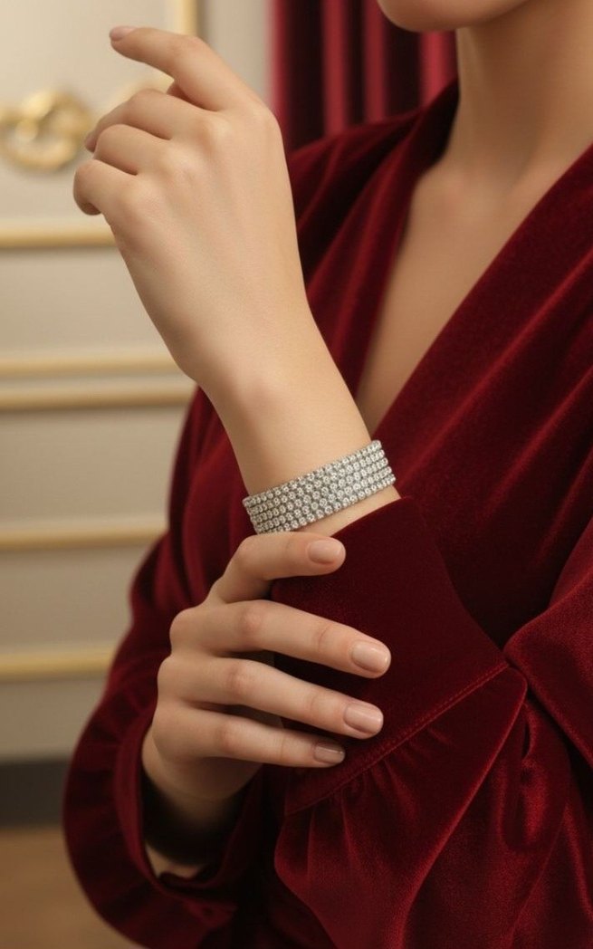 Taşlı Parlak Kadın Bileklik - Görsel 3