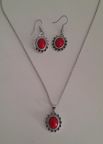 Kırmızı Boncuklu Bohem Takı Seti - Görsel 4