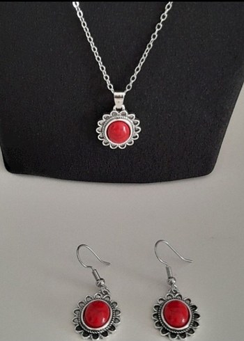 Kırmızı Boncuklu Bohem Takı Seti - Görsel 2