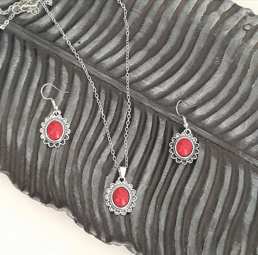 Kırmızı Boncuklu Bohem Takı Seti - Görsel 3