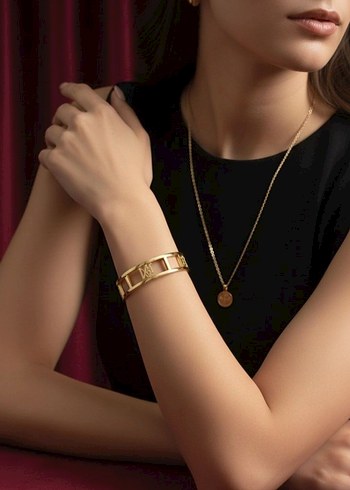 Klasik Parlak Altın Tokalı Kadın Bileklik - Görsel 3